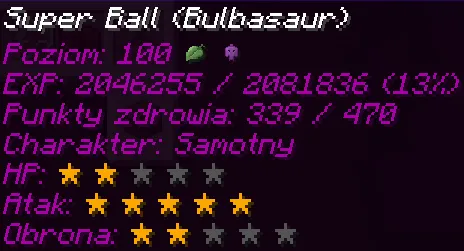 Informacje o Pokemonie - statystyki w Pokeballu
